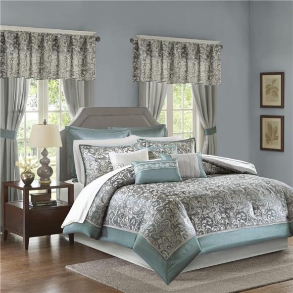 Madison Park Essentials Brystol 24 Piece Room in a Bag Faux Silk Comforter - Picture 1 of 7
